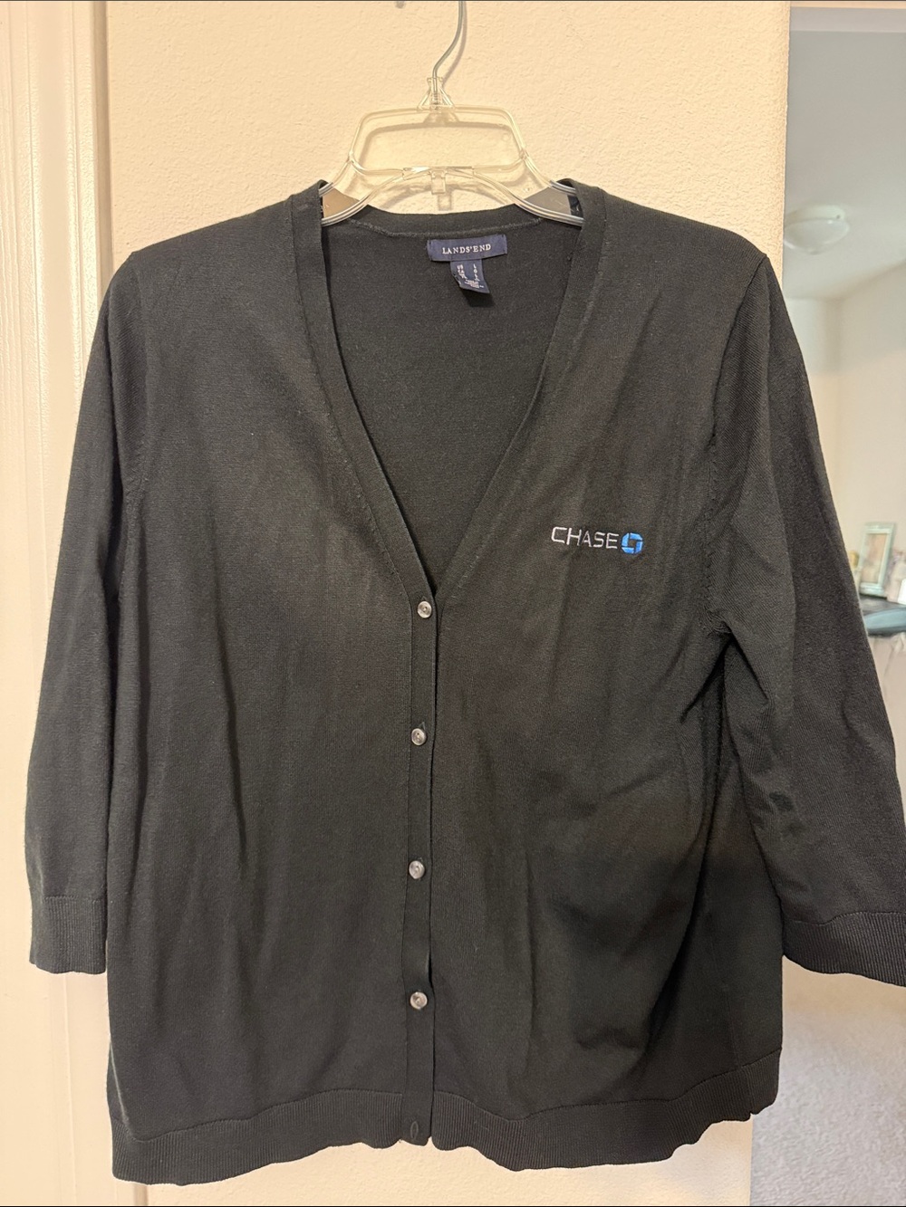 Chase Lands End Embroidered Black Cardigan